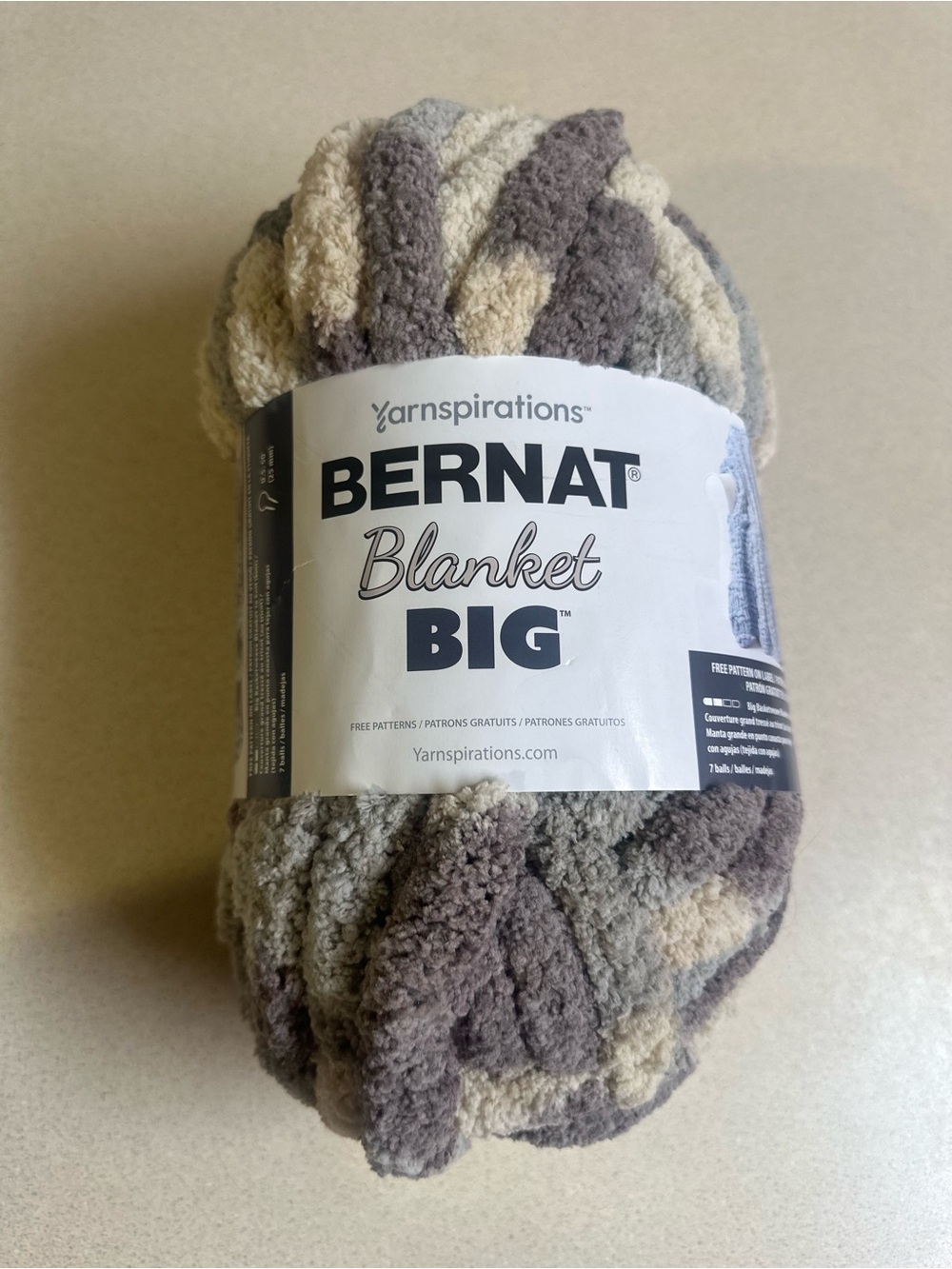Bernat Blanket Yarn Big Silver Steel 100% Polyester #7 Jumbo Chunky Style 51058